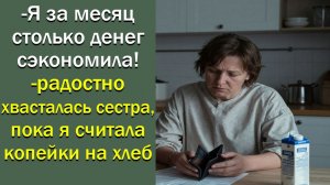 - Я за месяц столько денег сэкономила!-  радостно хвасталась сестра, пока я считала копейки на хлеб