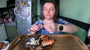 Мукбанг/Макароны с куриными крылышками/Селедка под шубой/Еда/Вкусная домашняя еда