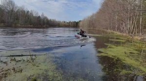 Мотор косилка на лодке