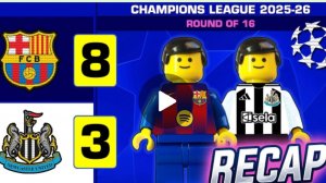 "Барселона" - "Ньюкасл" - 8:3 (7:2) Лига чемпионов 2026 года: Основные голы Лего