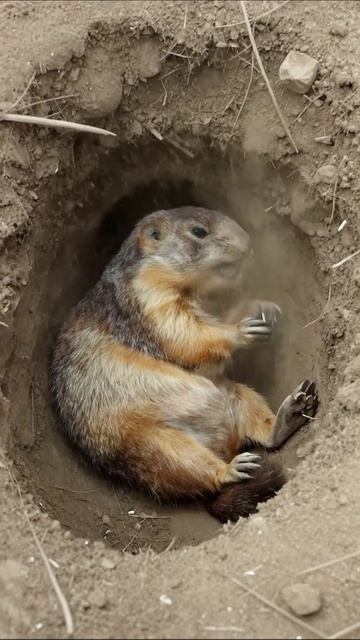Медленные и милые: жизнь сурка в норе #сурок #дикаяприрода #животные