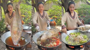 Вкуснейшее приготовление крупной речной рыбы. Жареная рыба с овощами. Домашняя кухня