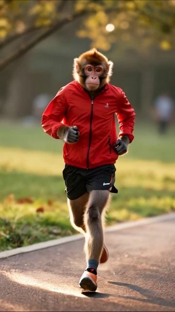 Бегущий шимпанзе: спорт и юмор #животные #спорт #юмор
