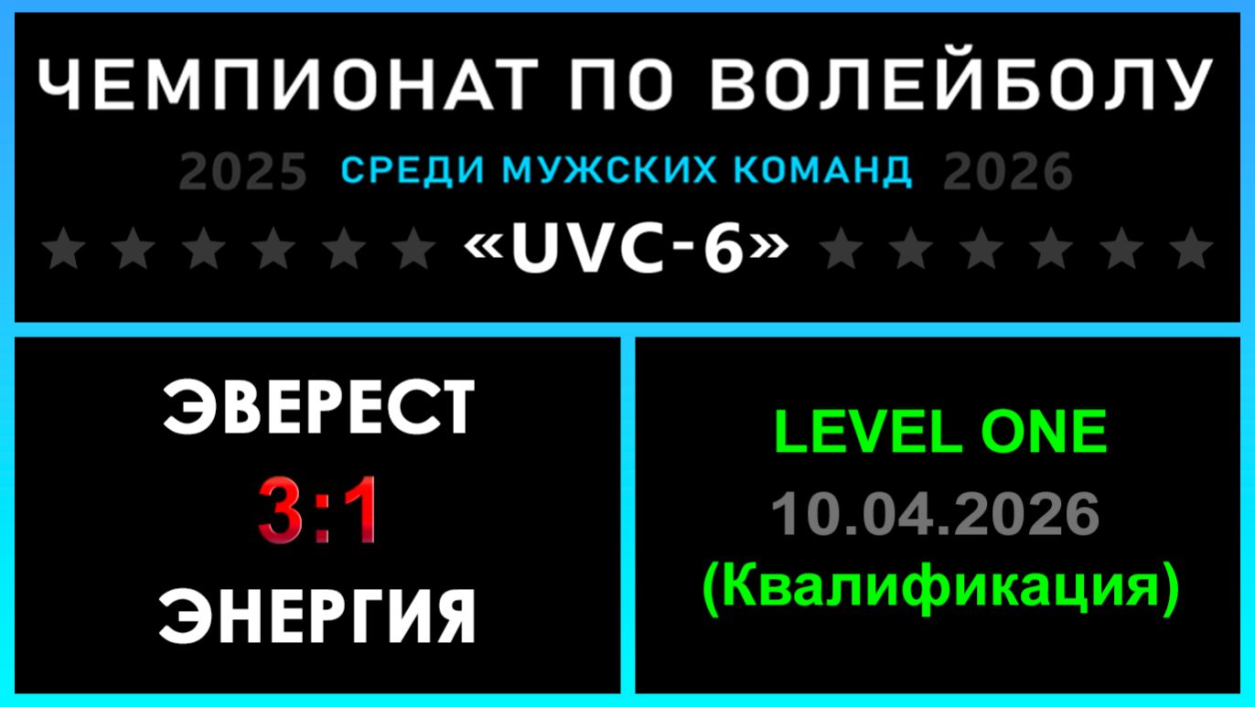 Эверест - Энергия, UVC-6 (Мужчины) - LEVEL ONE (Квалификация)