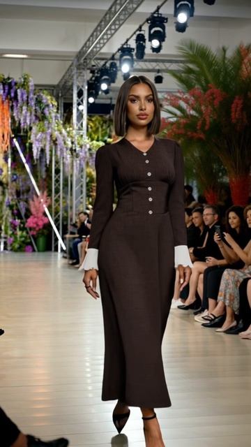 Платье Лилия коричневое