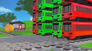 Мультики для детей и малышей. Мультик про поезда. Разноцветные поезда катаются по железной дороге.