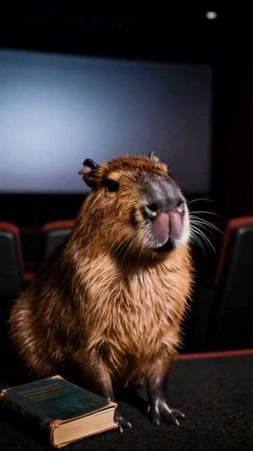 Капибара в кинотеатре: необычное зрелище! #капибара #кинотеатр #животные