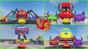 ХАГИ ВАГИ МОЛНИЯ МАКВИН против МОНСТР АВТОБУС — Битва Машин и Страшных Монстров 🏎️👹