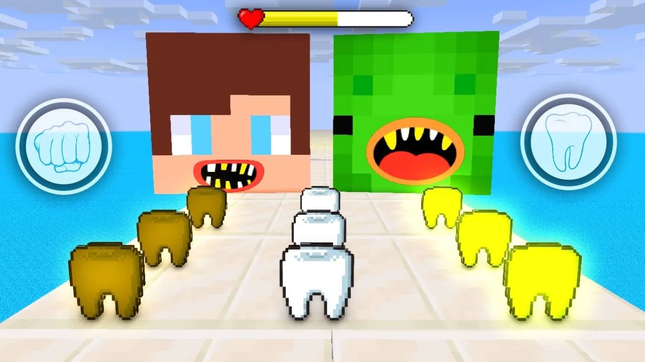 Джей Джей и Майки улыбаются в азартной игре. Майнкрафт Мультик