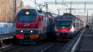 Поезда на участке Чехов - Серпухов Московской железной дороги. Март 2026 года