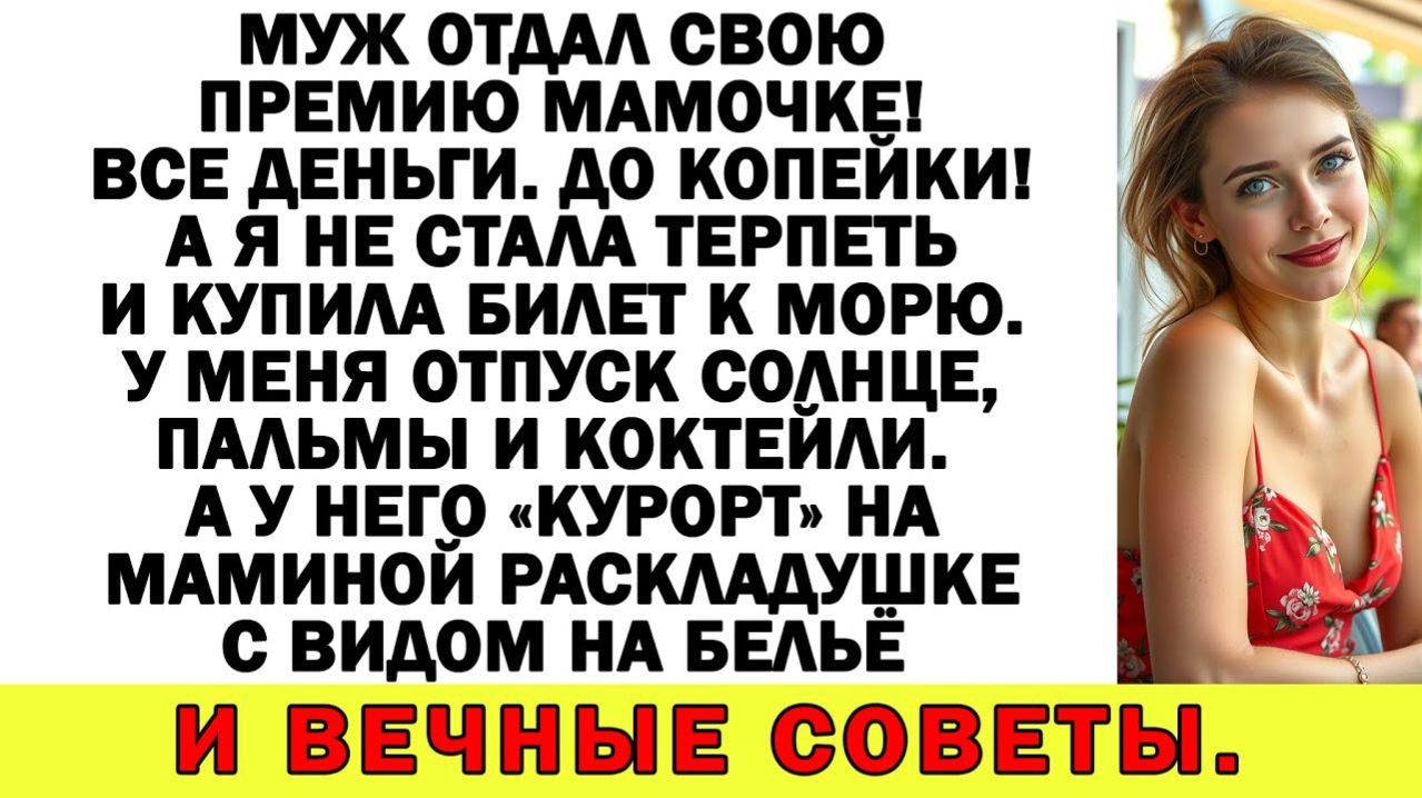Истории из жизни Премию мамаше отдал?! Отлично! Я в отпуск! Аудио рассказыЖизненные истории