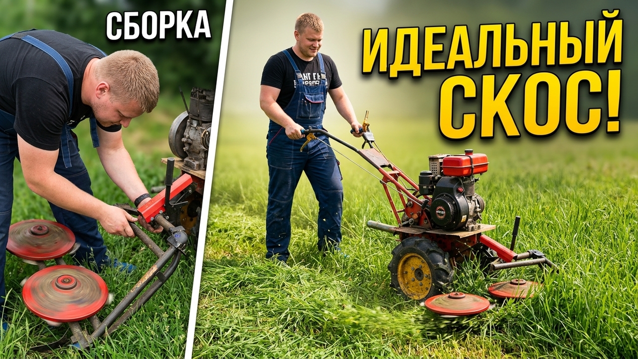Роторная газонокосилка. Покос