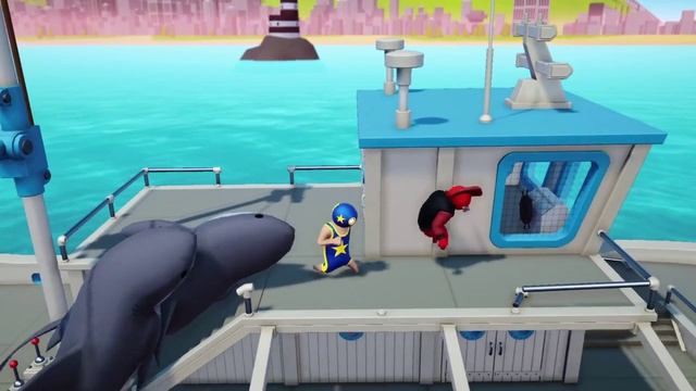 Играем втроём в Gang Beasts (скорость х2)