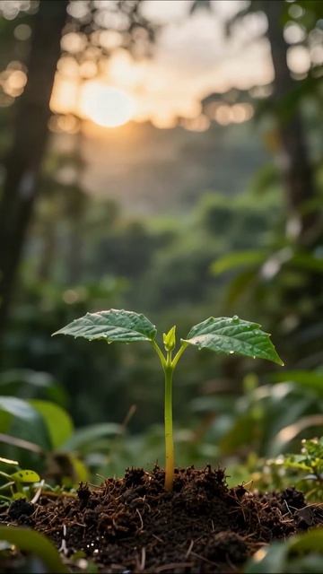 Новая жизнь: росток в лесу #природа #экология #растения