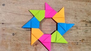 Как сделать Сюрикен из бумаги. Оригами Сюрикен. Метательная Звездочка Ниндзя