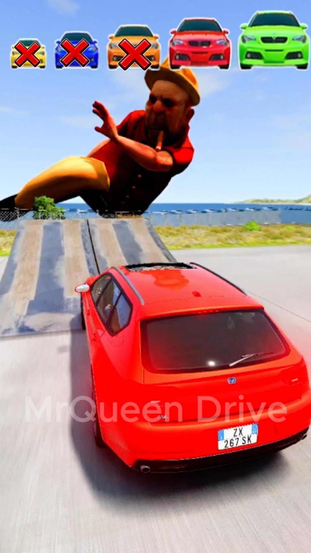 Большая и маленькая машинка против колена