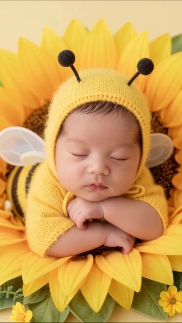 Милый ребенок в костюме пчелки среди подсолнухов #дети #милота #фотосессия