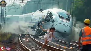 Столкновения с поездами попавшие на камеру. Большая подборка.