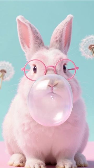 Милый кролик с пузырем: Очарование животных #кролик #гумор #видео