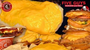 ASMR MUKBANG CHIPOTLE GIANT BURRITOS KFC CHICKEN FIVE GUYS BURGERS & FRIES | WITH CHEESE