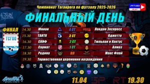 ФИНАЛ ЧЕМПИОНАТА ТАГАНРОГА ПО ФУТЗАЛУ 2025-2026  СУББОТА 11 АПРЕЛЯ