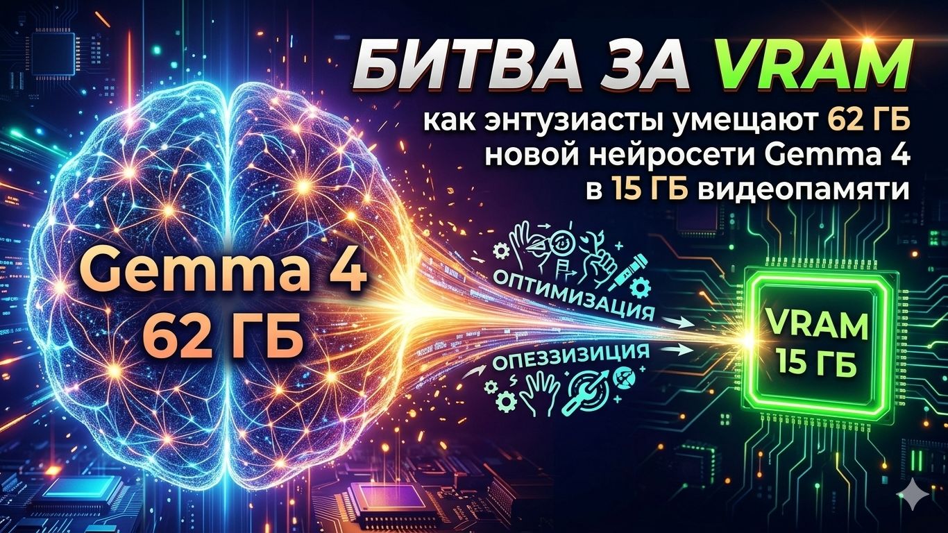 Битва за VRAM как энтузиасты умещают 62 ГБ новой нейросети Gemma 4 в 15 ГБ видеопамяти
