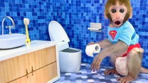 🐒Обезьянка прибирается в доме и встречает гостя🐕