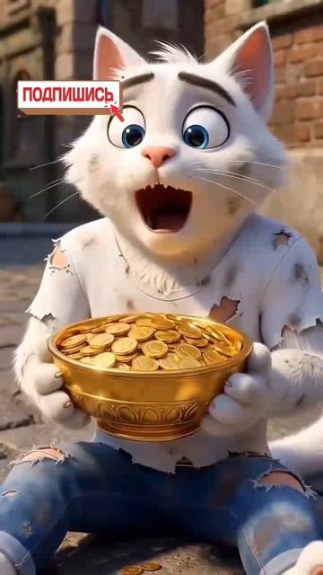 Кошка с золотыми губами #Котики️ #нейромульт #Мурр #котик #Огогого #Коты #Мама #Мултикадр #Заробото