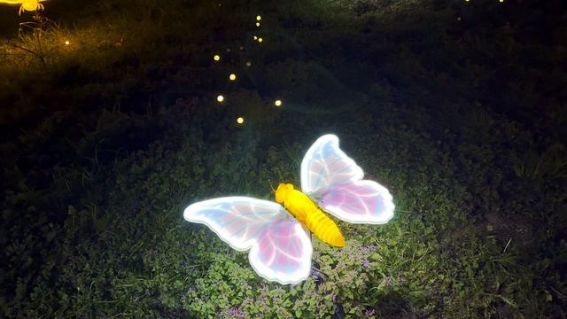 Вечерняя подсветка парка Николая Романеску и пасхальной ярмарки в Крайове