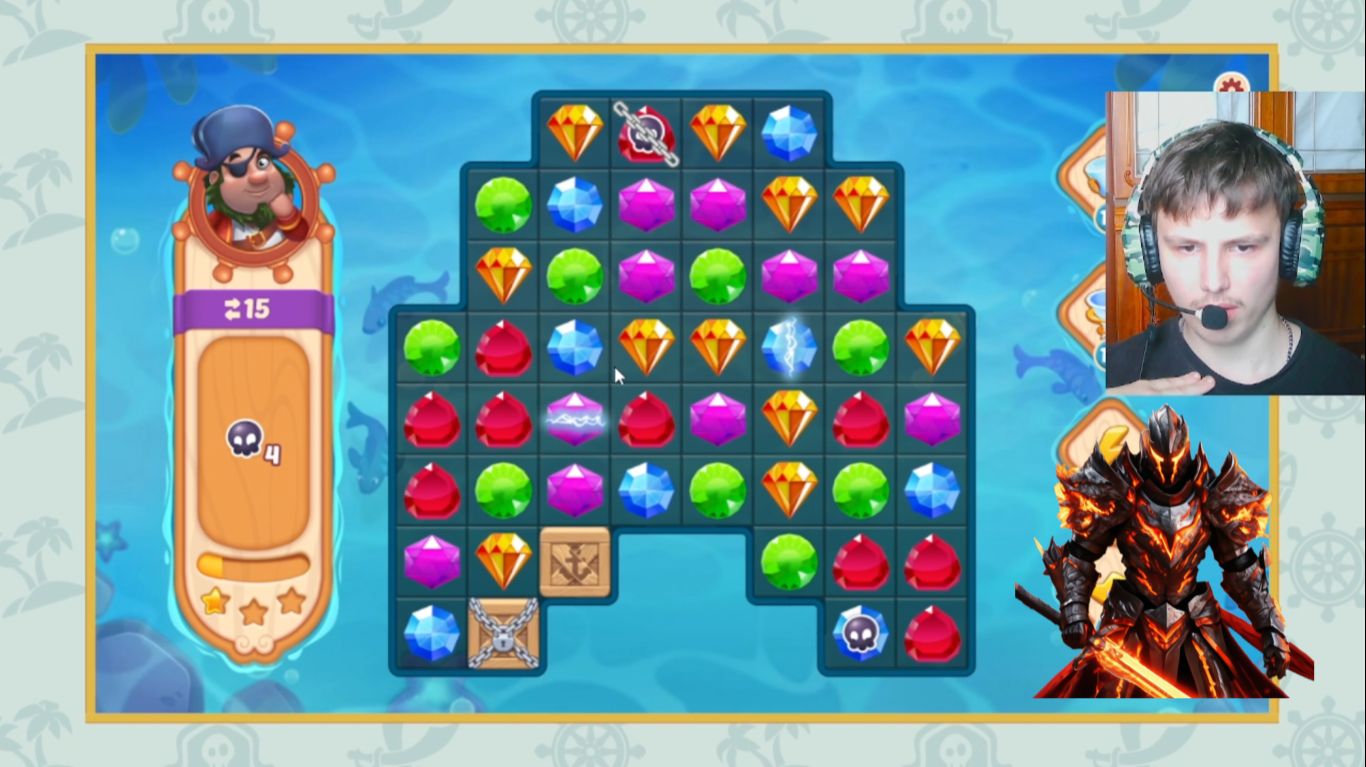 тёмный рыцарь пытался проходить ур. всё идет с трудом прохождение в сокровищах пиратов. 40 серия.