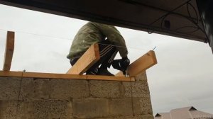 Строительство гаража с односкатной крышей. Часть 2 гараж