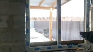 Установка окон и входной двери на баню из керамзитоблоков