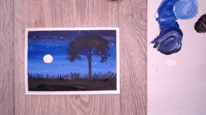 Рисуем вместе ночной пейзаж