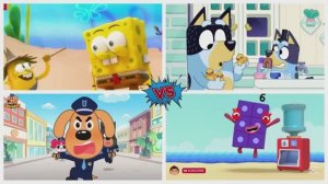 ГУБКА БОБ МАЛЫШИ против ЦИФРЫ 6 и СОБАЧКА БЛУИ — Битва Героев под Хайповую Музыку 🧽⚡️