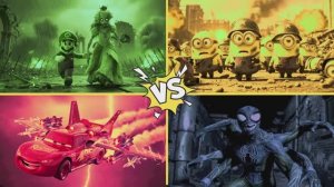 СУПЕР МАРИО против МИНЬОН СОЛДАТ и МОЛНИЯ МАКВИН — Битва Героев против МОНСТР ПАУК 🍄🏎️🕷️