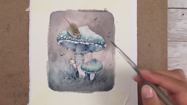 Как рисовать акварелью грибы