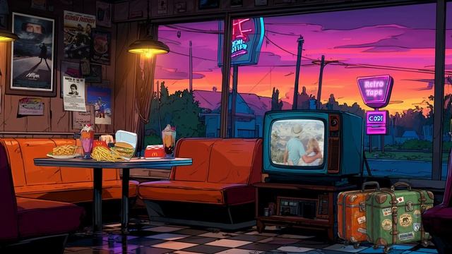 Late Night Diner 🍔 Road Trip Movies & Synthwave Chill