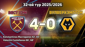 ГОЛЫ ВЕСТ ХЭМ - ВУЛВЕРХЭМПТОН // 32-ОЙ ТУР АПЛ 25/26