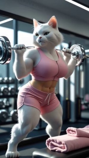 Толстая кошка пытается похудеть, после того как её бросил муж😭#cat #kitten #shorts