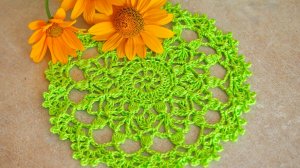 Ажурная салфетка крючком «Летнее настроение».Вязание крючком салфетки для начинающих Урок 156 napkin