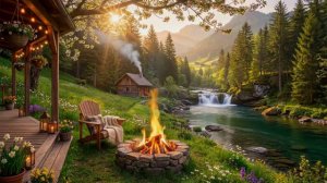 Прекрасное Весеннее Утро на Берегу Реки | Расслабляющий Костер, Пение Птиц и Звуки Природы для Сна