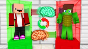 Джей Джей и Майки проводят эксперимент по обмену мозгами. Майнкрафт Мультик