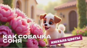 Как собачка Соня нюхала цветы