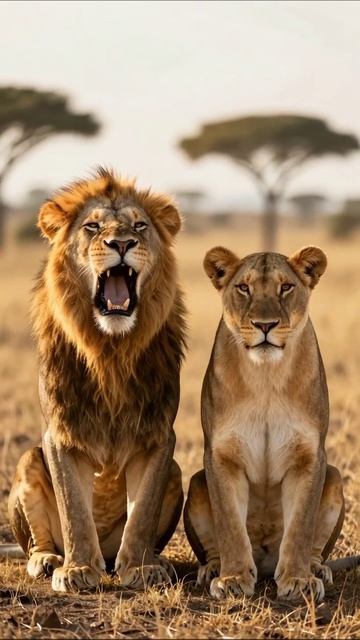 Львы в саванне: сила и грация #природа #живаяприрода #дикоеживотные