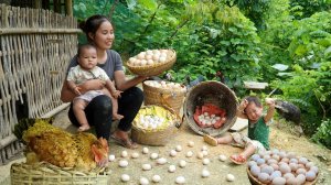 Мама поневоле. Дуонг. Собираю на ферме куриные и утиные яйца для продажи. Купила ходунки. Серия 123