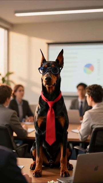 Собака на бизнес-совещании: необычная встреча! #собака #бизнес #юмор