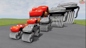 Огромные колёса на машинках 😱 Маккуин против поезда! Что будет?