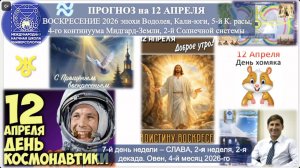 ПРОГНОЗ на 12 АПРЕЛЯ, ВОСКРЕСЕНИЕ, день СЛАВЫ, 2026, эпохи Водолея, 5й К.расы 2й Солнечной системы