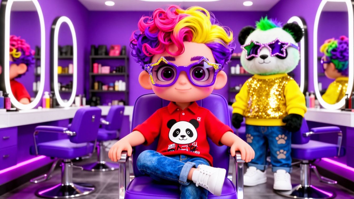 🌈ВЕСЁЛЫЙ ПАРИКМАХЕР ПАНДОЧКА СОЗДАЁТ КРЕАТИВНУЮ ПРИЧЁСКУ | Развивающие мультфильмы для детей