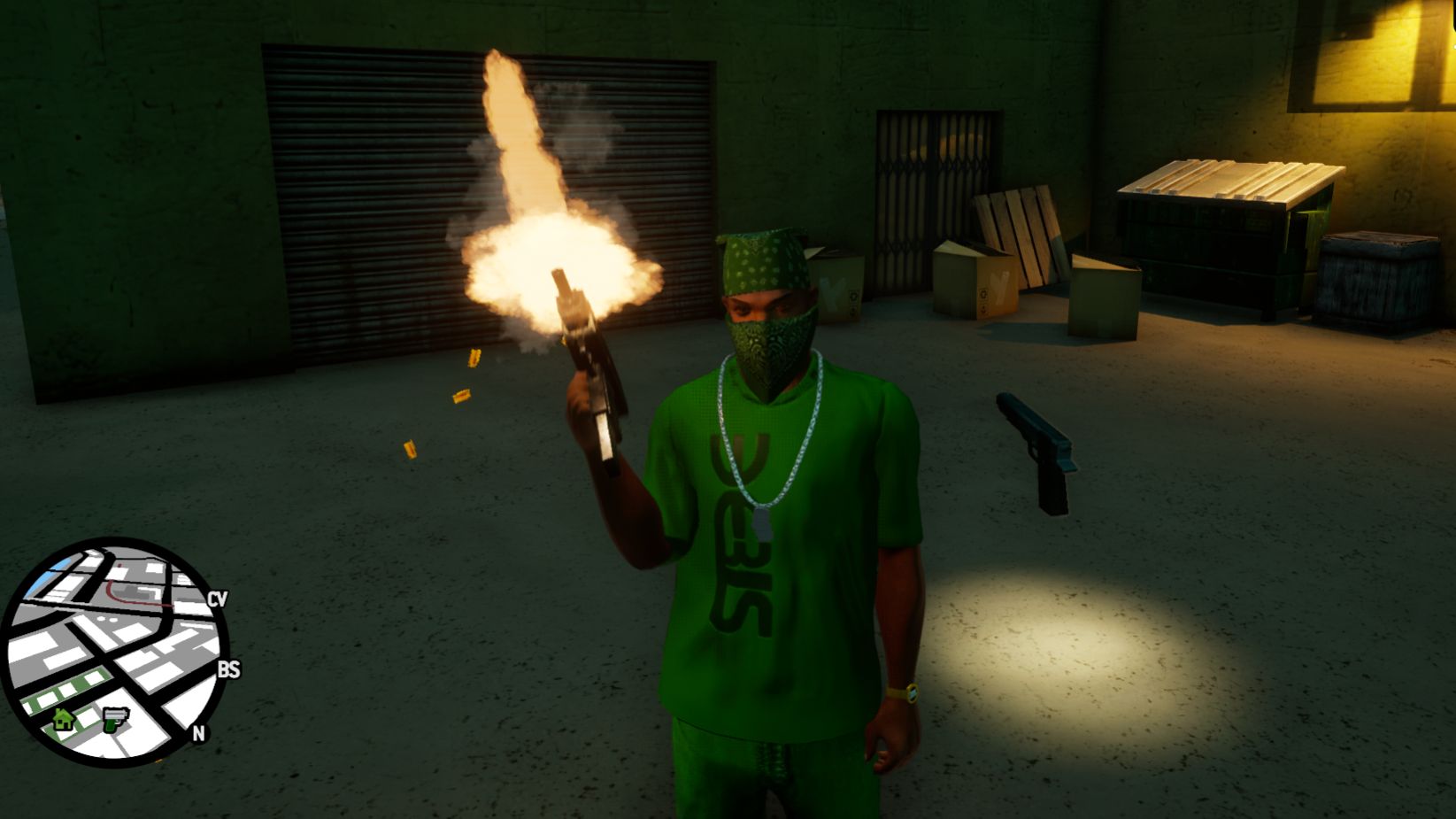 GTA San Andreas  D E. Вооружаем уличную банду нормальным оружием.